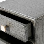 Bedside Table 3 Drawers 42X40X60 Metal Golden Wood Grey