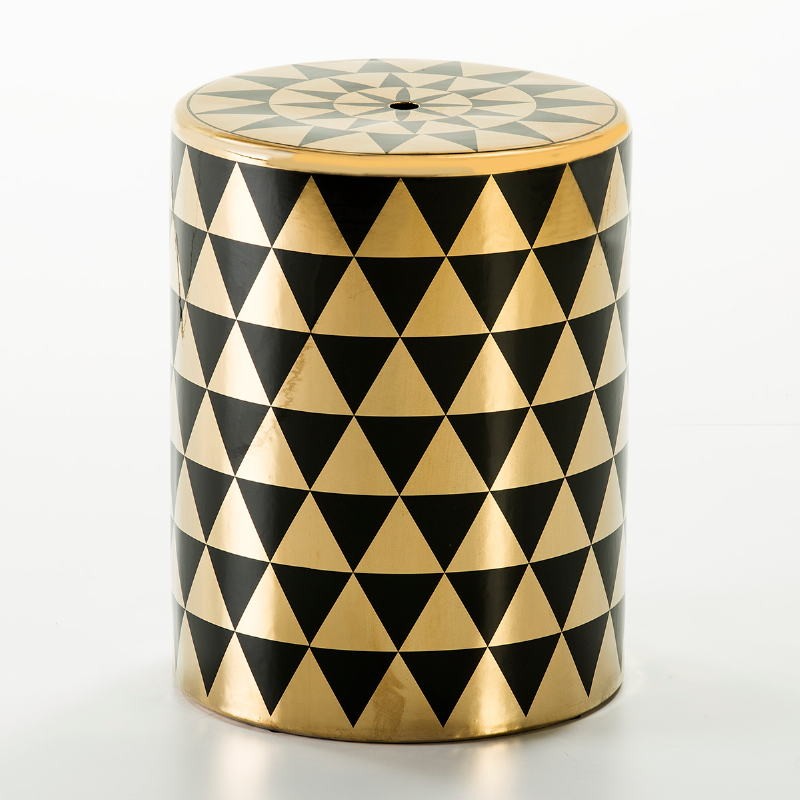 Hocker 33X33X43 Keramik Golden/Schwarz