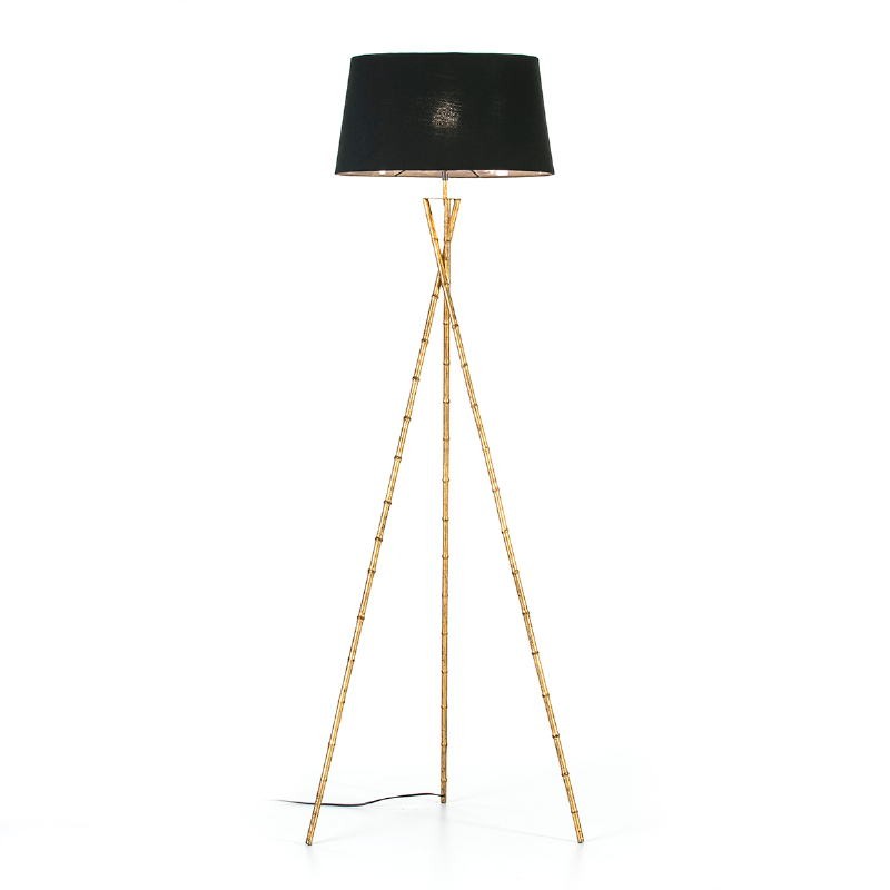 Standard Lamp 60X60X180 Metal Golden With Lampshade Black