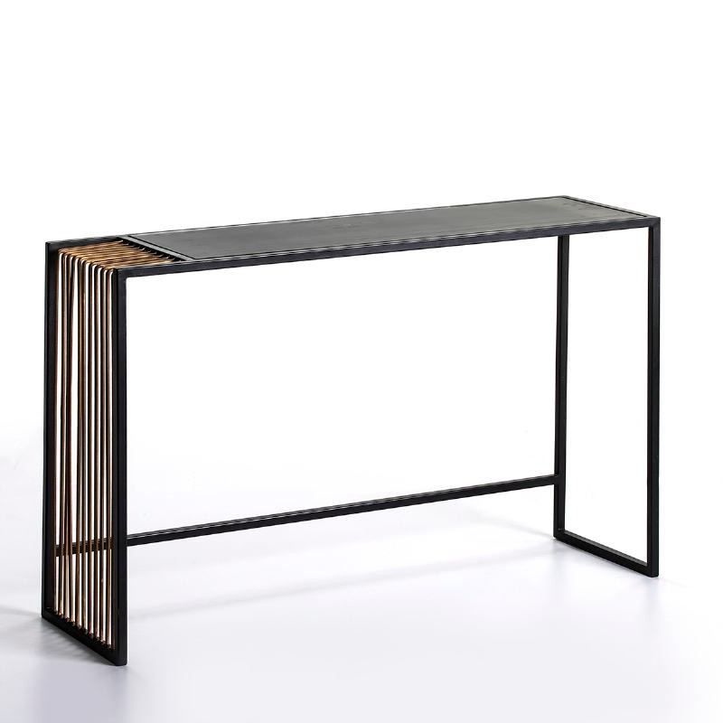 Console 122X38X79 Mirror Aged Metal Golden Black - image 53235