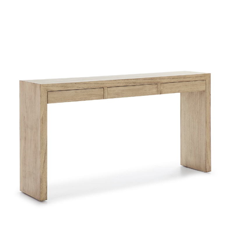 Console 3 Drawers 140X30X75 Wood White Veiled