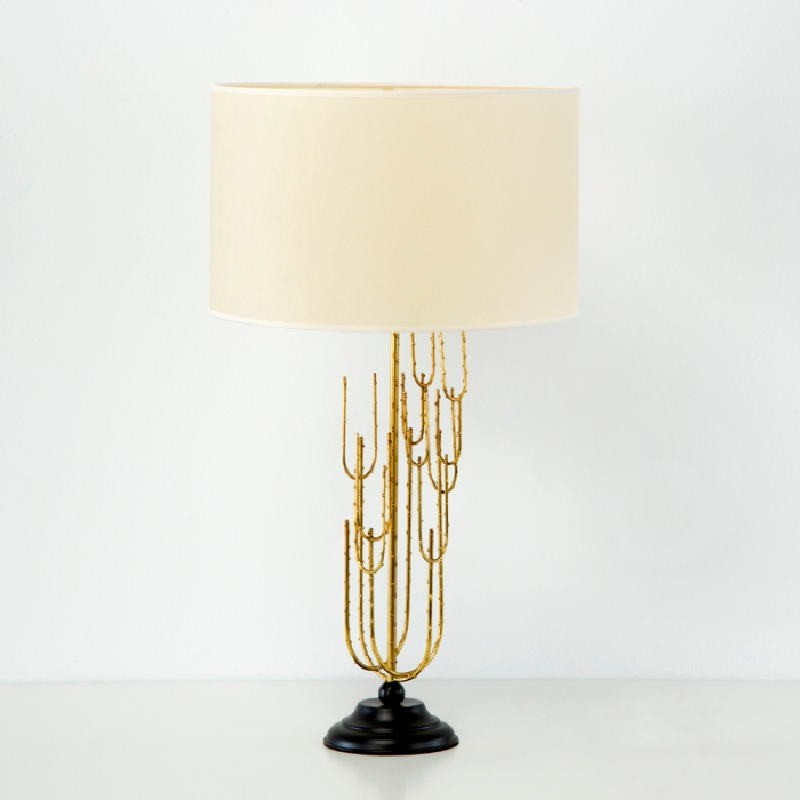 Table Lamp Without Lamp Shade 17X50 Metal Golden