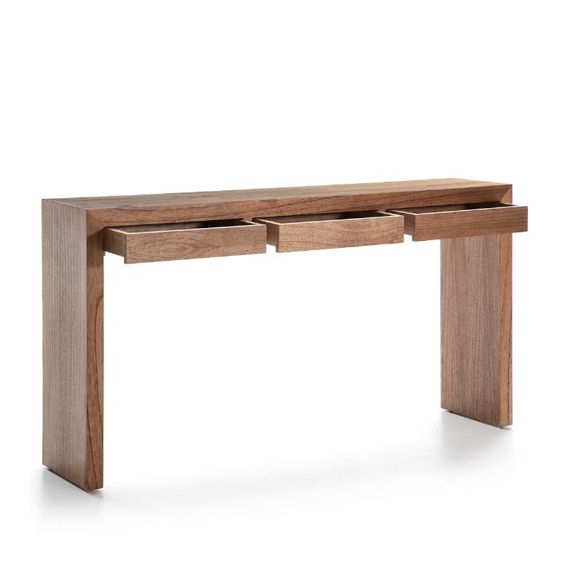 Console 3 Drawers 140X30X75 Wood Natural Veiled - image 53399