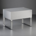 Table de chevet 63x40x44 Acier MDF Blanc