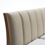Bed 157X217X104 Ash Wood P.Leather Beige