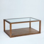 Coffee Table 110X70X45 Glass Wood Natural Veiled