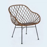 Chair 66X66X77 Metal Wicker Brown