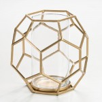 Candle Holder 25X22X23 Glass Metal Golden