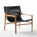 Armchair 66X77X78 Teak Wood Natural Leather Black