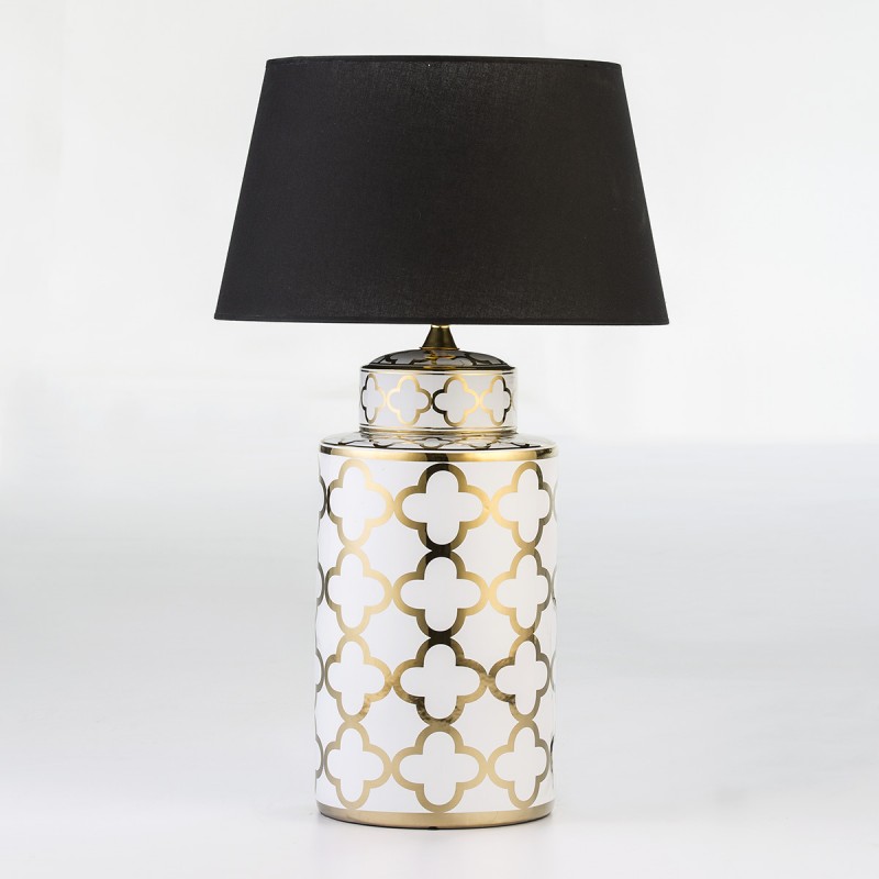 Table Lamp Without Lampshade 23X23X51 Ceramic White Golden - image 54000