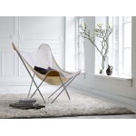 BUTTERFLY armchair cotton CANVAS MARIPOSA chrome foot (white)