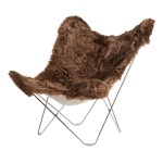 Sheepskin butterfly chair, short hair ICELAND MARIPOSA chrome foot (brown)