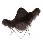 Sheepskin butterfly chair, iceland MARIPOSA long hair chrome foot (black)