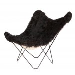 Sheepskin butterfly chair, short hair ICELAND MARIPOSA black metal foot (black)