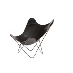 Italian leather butterfly chair PAMPA MARIPOSA black metal foot (black)