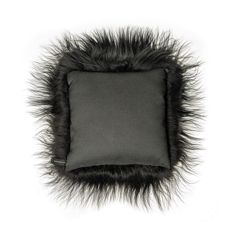 Cuscino in pelle di pecora, capelli lunghi islandesi (nero) - image 54278