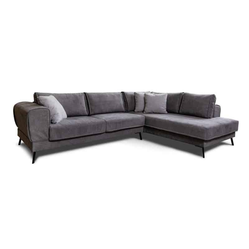 Convertible corner sofa 4 places fabric Right side IMPERIALPREM Dark grey - image 54319
