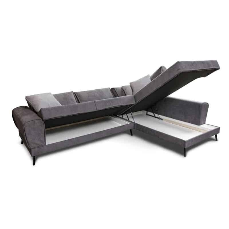 Convertible corner sofa 4 places fabric Right side IMPERIALPREM Dark grey - image 54320