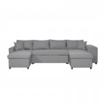 Sofa bed 6 places fabric Niche on the right KATIA Light grey