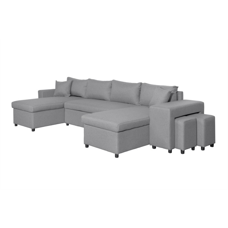 Sofa bed 6 places fabric Niche on the right KATIA Light grey - image 54361