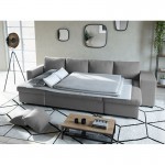 Sofa bed 6 places fabric Niche on the right KATIA Light grey