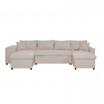 Sofa bed 6 places fabric Niche on the left KATIA Beige