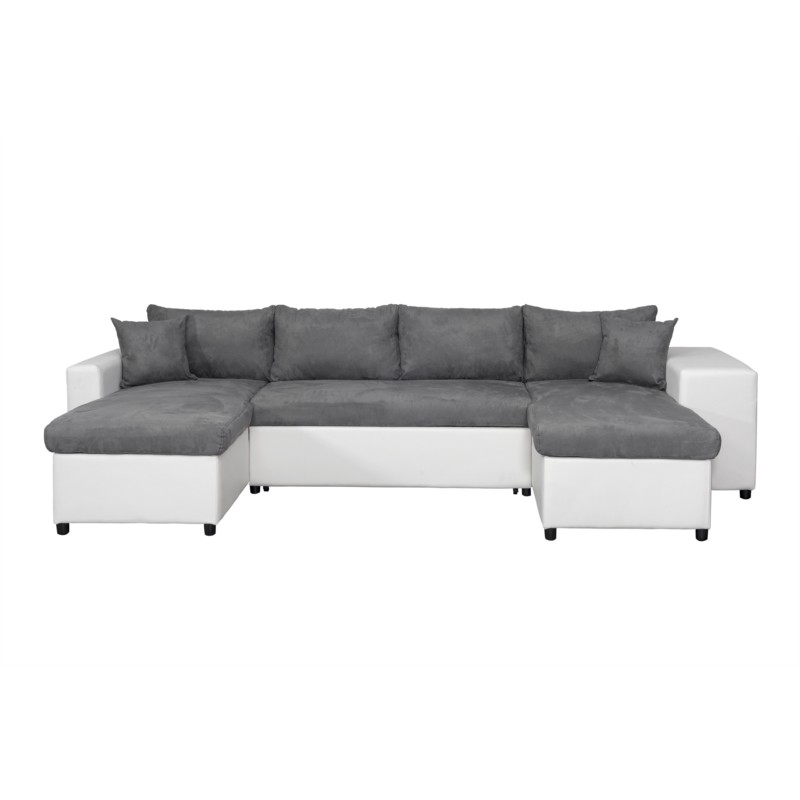 Sofa bed 6 places fabric PU microfiber Niche on the right KATIA Grey, white - image 54422