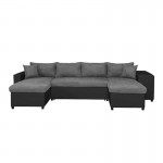 Sofa bed 6 places fabric PU microfiber Niche on the right KATIA Grey, black
