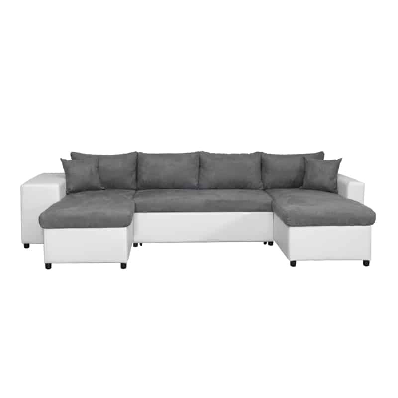 Sofa bed 6 places fabric PU microfiber Niche on the left KATIA Grey, white - image 54446