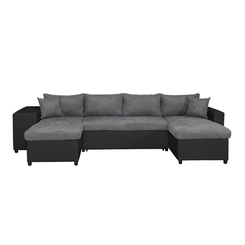 Sofa bed 6 places fabric PU microfiber Niche on the left KATIA Grey, black - image 54462