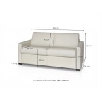 Sofa bed 3 places leather Mattress 140 cm NOELISE Beige