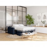 Sofa bed 3 places fabric Mattress 140 cm NOELISE Dark blue