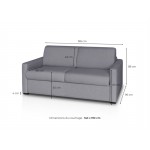 Sofa bed 3 places fabric Mattress 140 cm NOELISE Light grey