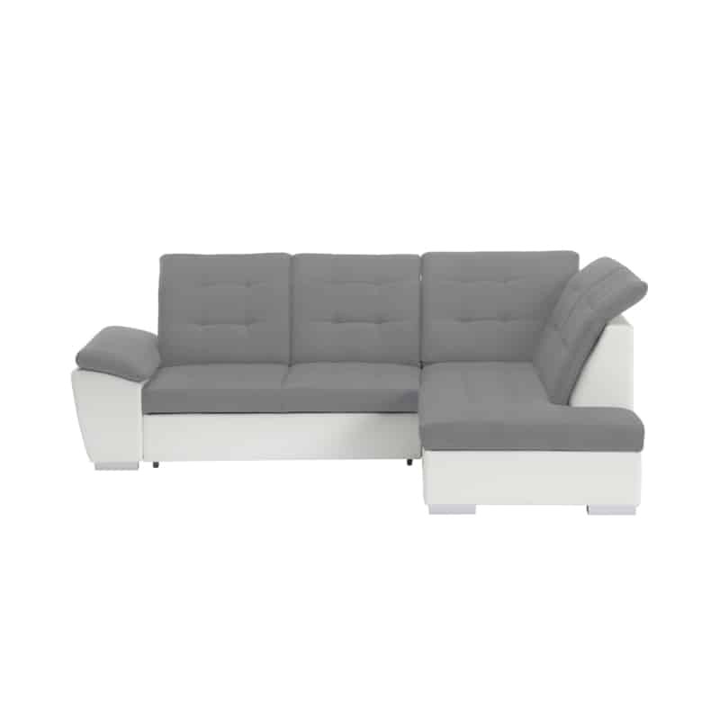 Convertible corner sofa 4 seats Right angle DIMITRY Grey, white - image 54692