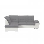 Convertible corner sofa 4 places Left angle DIMITRY Grey, white