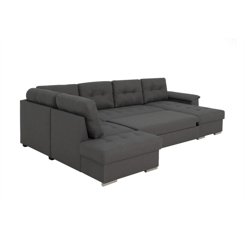 Corner sofa convertible 6 places fabric ROMAIN Dark grey - image 54803