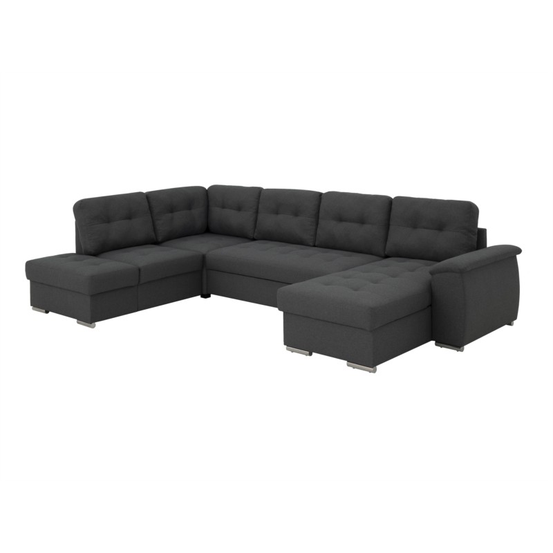 Corner sofa convertible 6 places fabric ROMAIN Dark grey - image 54809