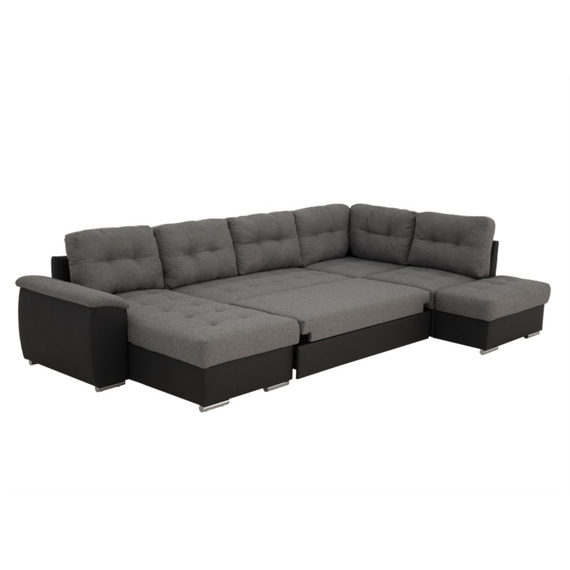 Sofa bed 6 places PU fabric ROMAIN Dark grey - image 54819