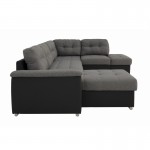 Sofa bed 6 places PU fabric ROMAIN Dark grey