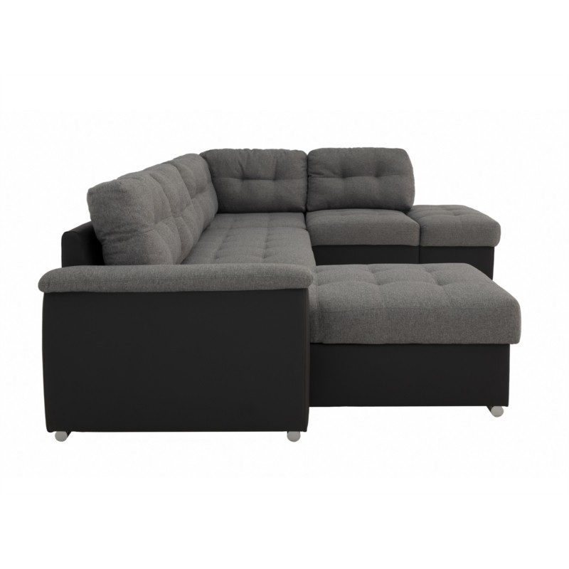Sofa bed 6 places PU fabric ROMAIN Dark grey - image 54828