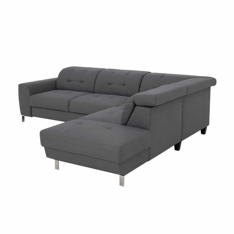 Corner sofa convertible 5 places headrest fabric VIKY Dark grey - image 54840