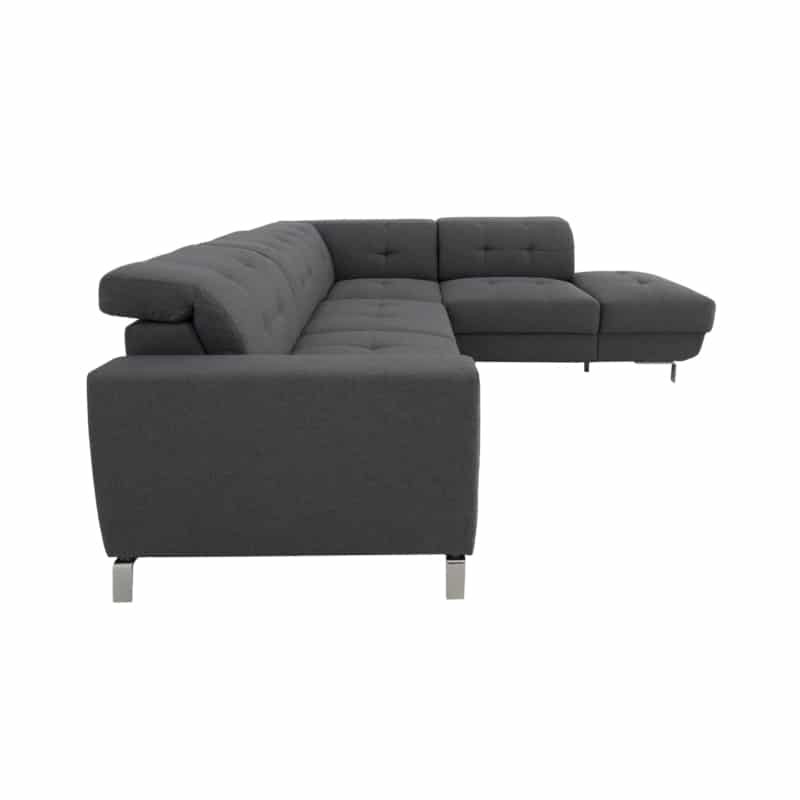 Corner sofa convertible 5 places headrest fabric VIKY Dark grey - image 54848
