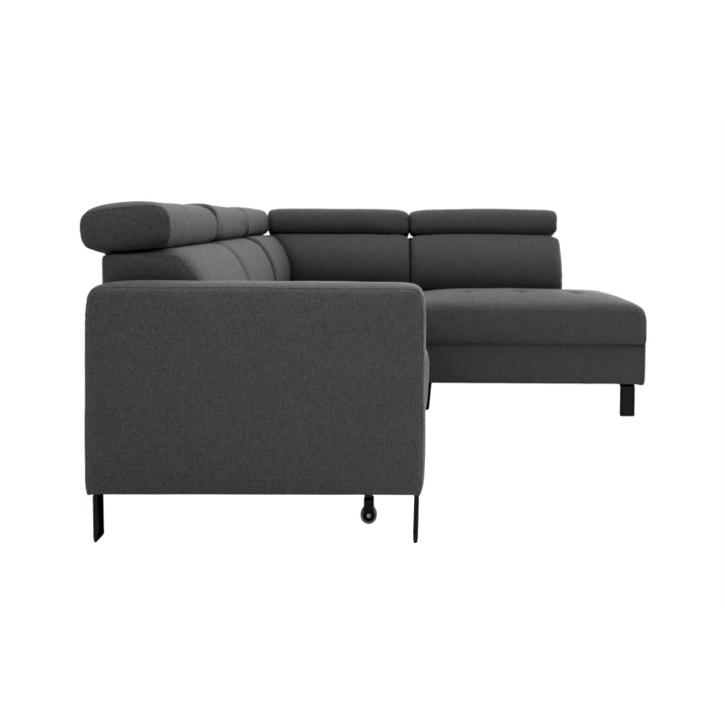 Convertible corner sofa 5 seater headrests fabric KADY Dark grey - image 54893