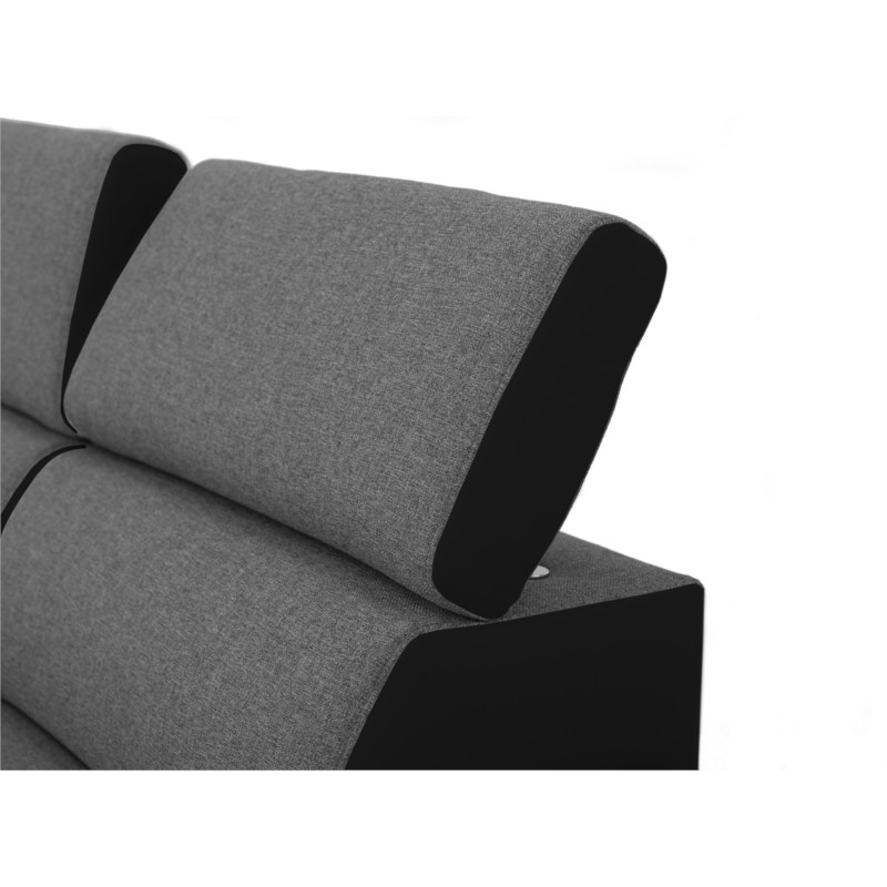 Corner sofa convertible 3 places headrests PU fabric ALI Grey, black - image 54917