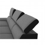 Corner sofa convertible 3 places headrests PU fabric ALI Grey, black