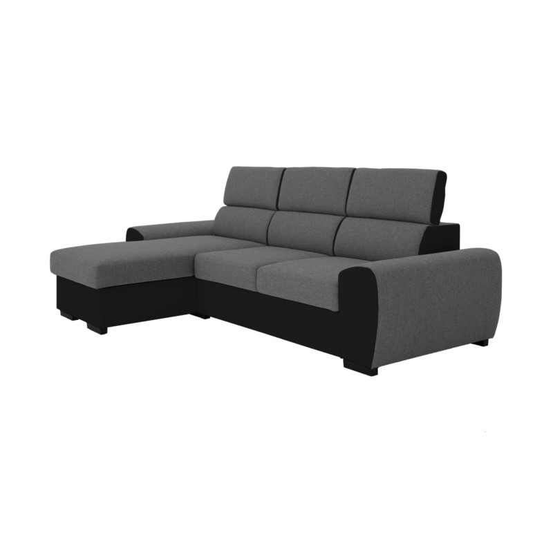 Corner sofa convertible 3 places headrests PU fabric ALI Grey, black - image 54922