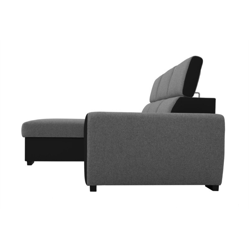 Corner sofa convertible 3 places headrests PU fabric ALI Grey, black - image 54927