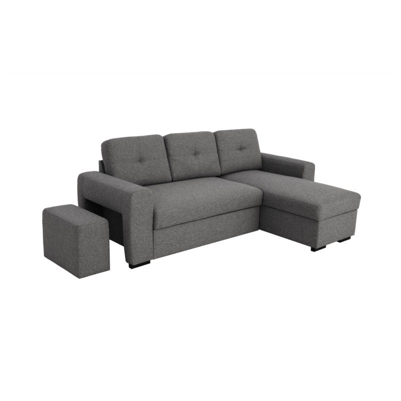 Convertible corner sofa 4 places fabric ADIL Dark grey - image 54954