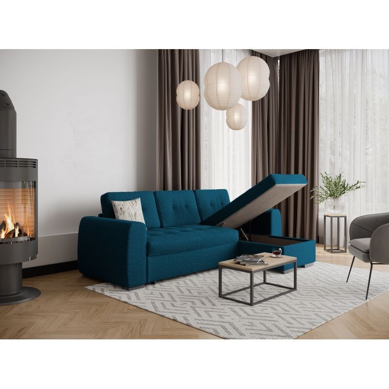 Corner sofa convertible 3 places fabric DONIA Oil Blue - image 54972