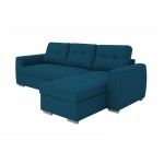 Corner sofa convertible 3 places fabric DONIA Oil Blue